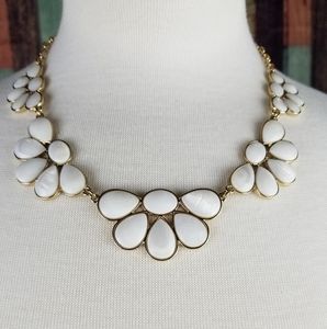 Gold and White Statement Fashion Necklace
